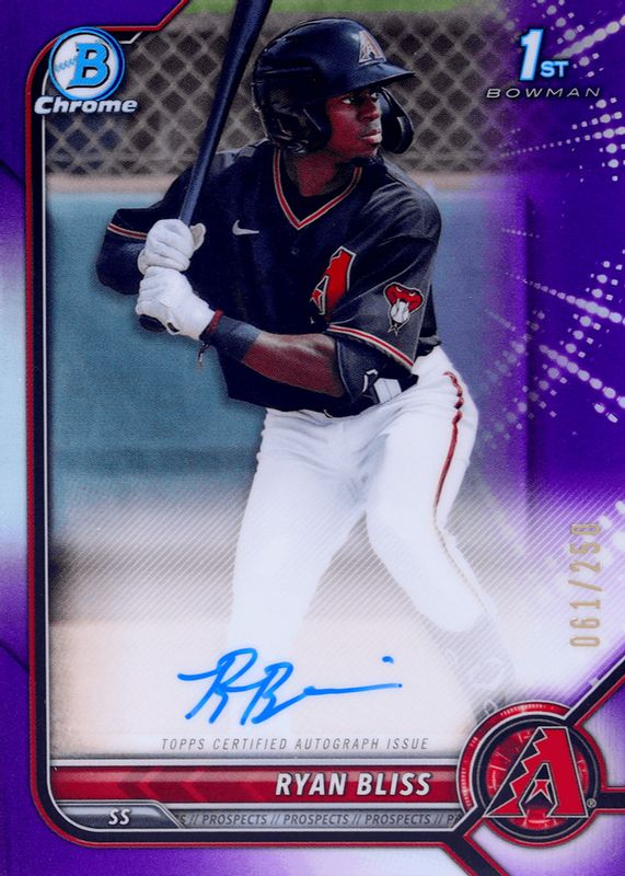 Ryan Bliss 2022 Bowman #CPA-RB Chrome Prospect Auto - Purple Refractor /250 (1st) RAW