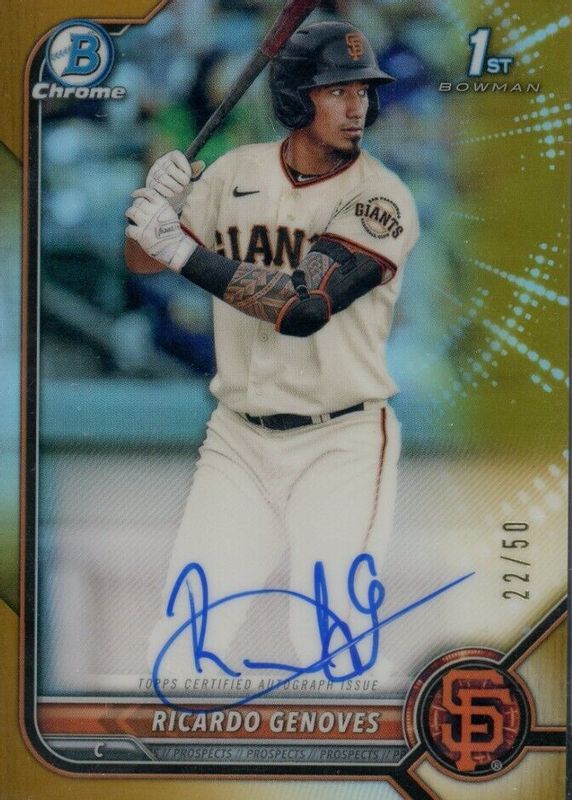 Ricardo Genoves 2022 Bowman #CPA-RGV Chrome Prospect Auto - Gold Refractor /50 (1st) SGC 10