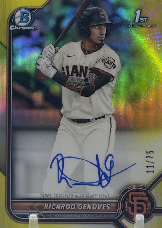 2022 Bowman #CPA-RGV Chrome Prospect Auto - Yellow Refractor /75 (1st)