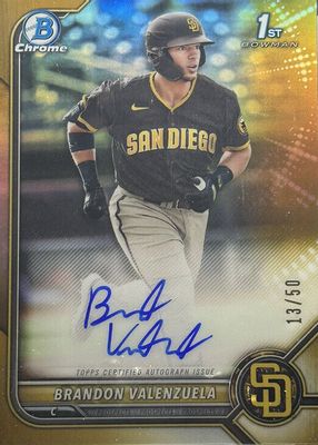 2022 Bowman #CPA-BV Chrome Prospect Auto - Gold Refractor /50 (1st)