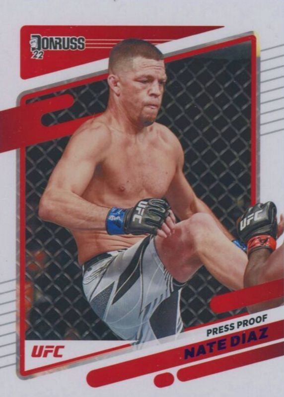 Nate Diaz 2022 Donruss UFC #46 Press Proof Purple RAW