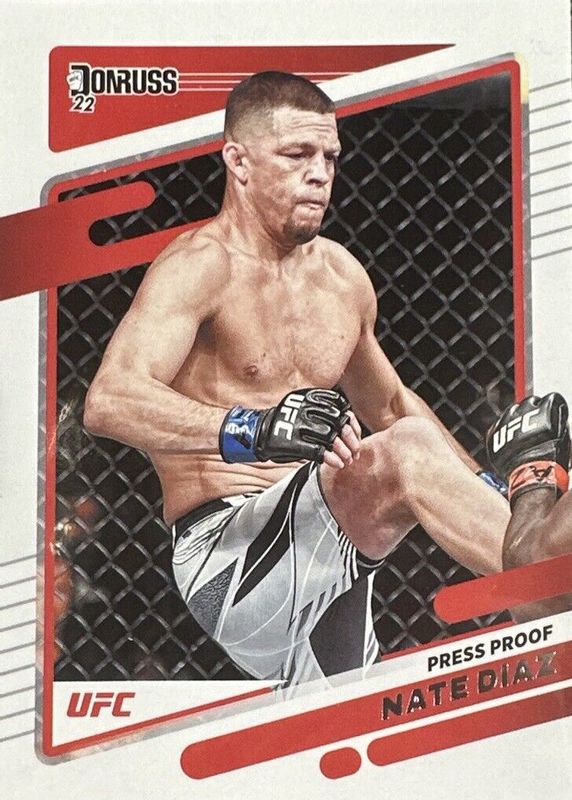 Nate Diaz 2022 Donruss UFC #46 Press Proof Silver RAW