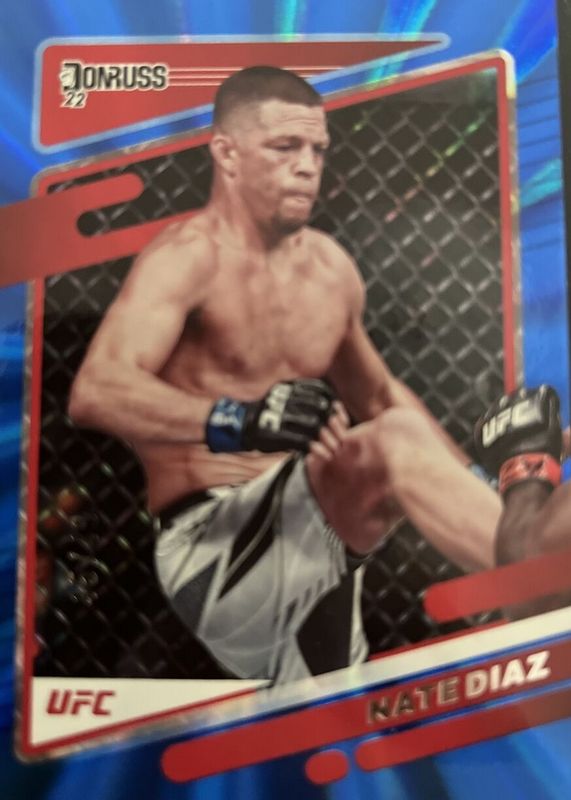 Nate Diaz 2022 Donruss UFC #46 Holo Blue Laser /49 PSA 9