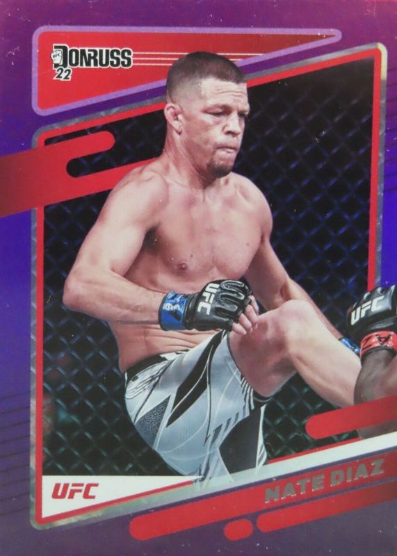 Nate Diaz 2022 Donruss UFC #46 Purple Flood RAW