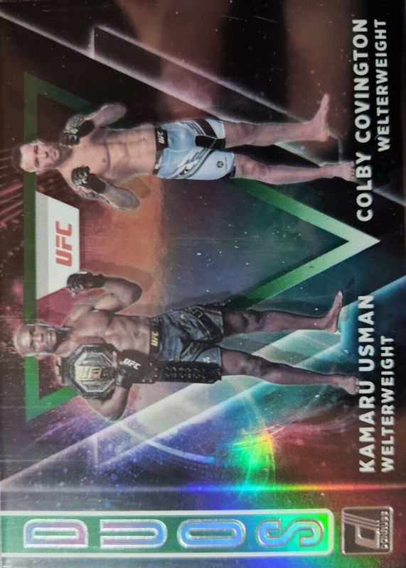 Kamaru Usman 2022 Donruss UFC #72 Green Flood RAW