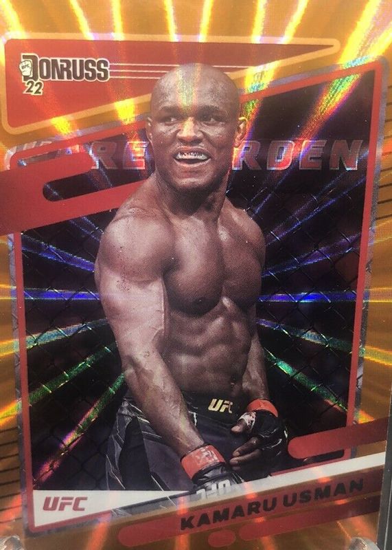 Kamaru Usman 2022 Donruss UFC #72 Holo Orange Laser RAW