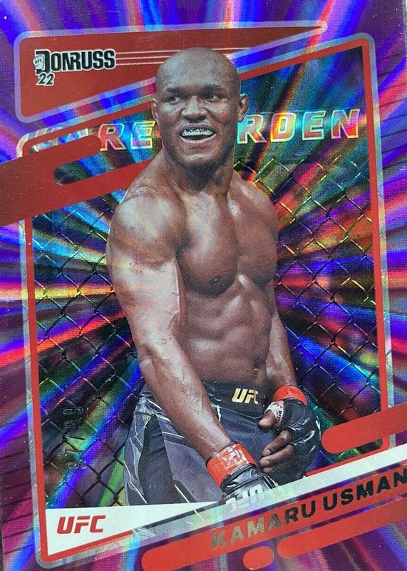 Kamaru Usman 2022 Donruss UFC #72 Holo Purple Laser /99 SGC 9.5