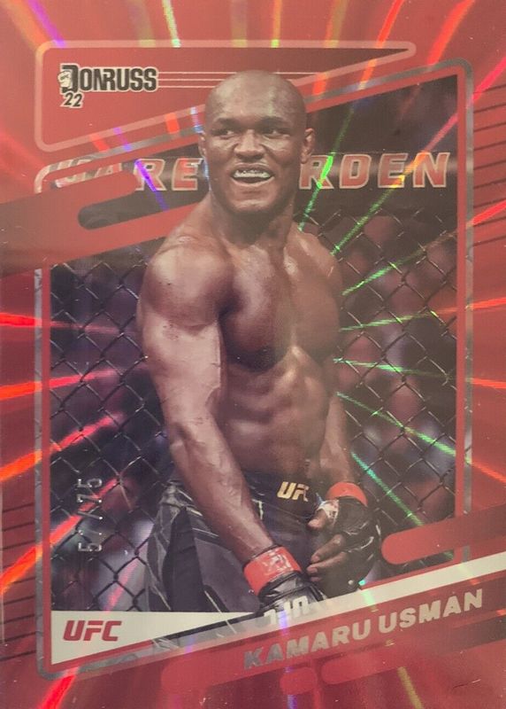 Kamaru Usman 2022 Donruss UFC #72 Holo Red Laser /75 PSA 10