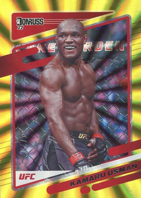 Kamaru Usman 2022 Donruss UFC #72 Holo Gold Laser /10 BGS 9