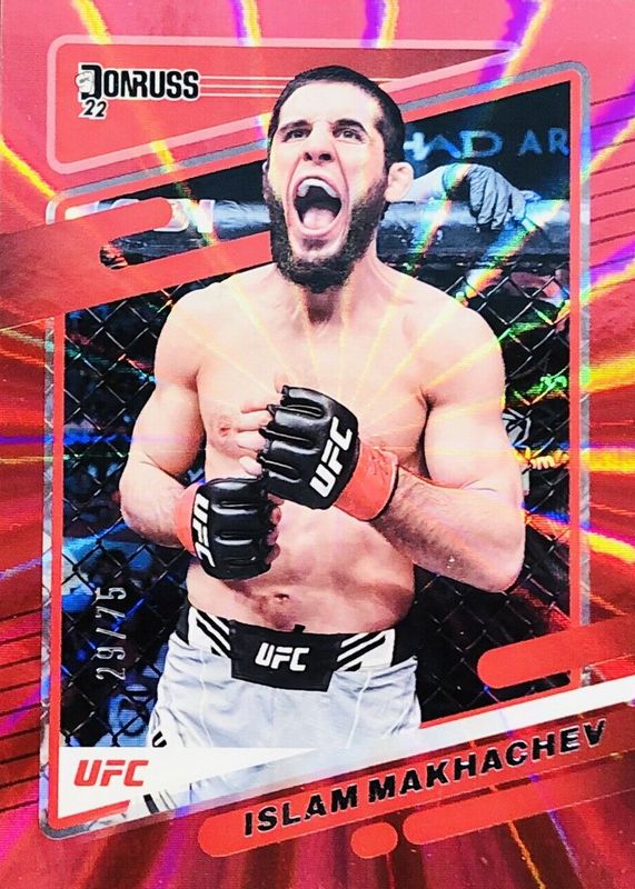 Islam Makhachev 2022 Donruss UFC #1 Holo Red Laser /75 PSA 10