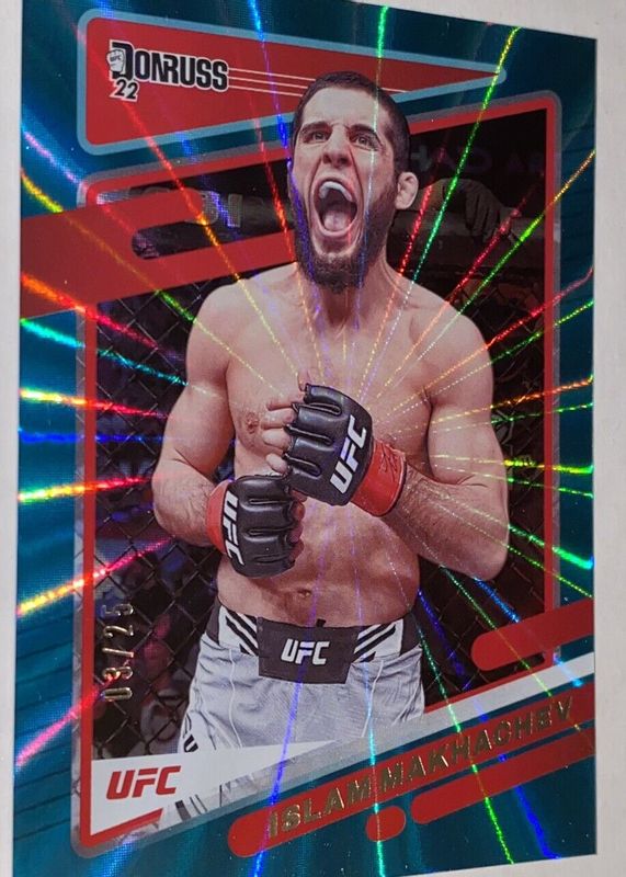 Islam Makhachev 2022 Donruss UFC #1 Holo Teal Laser /25 SGC 9.5