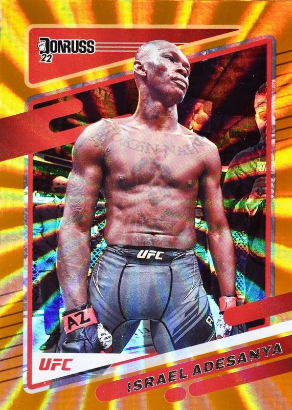 Israel Adesanya 2022 Donruss UFC #11 Holo Orange Laser RAW