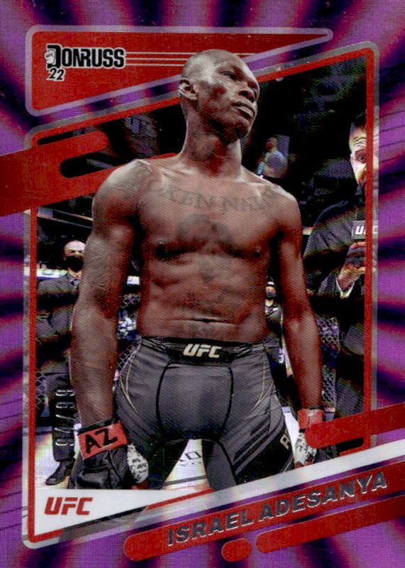 Israel Adesanya 2022 Donruss UFC #11 Holo Purple Laser /99 PSA 10