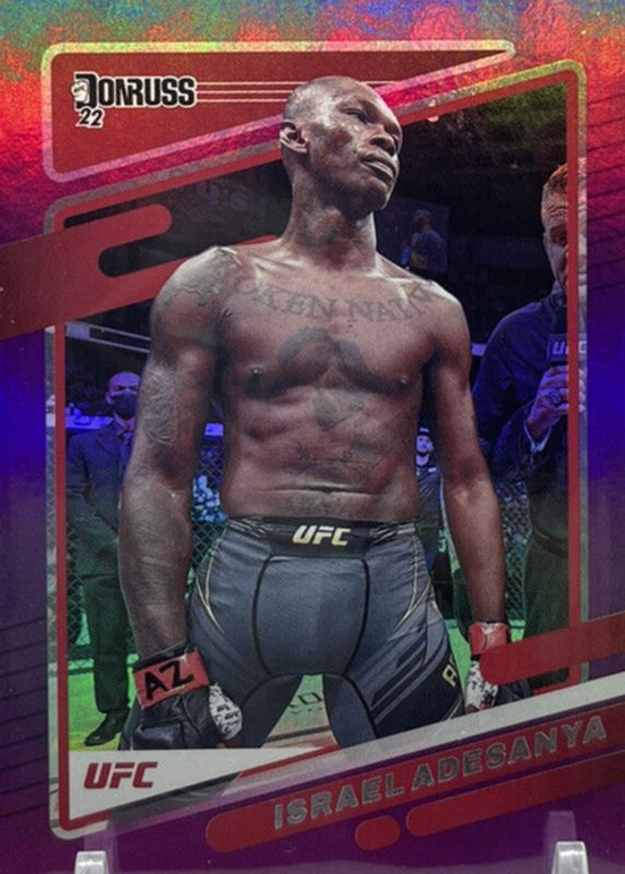 Israel Adesanya 2022 Donruss UFC #11 Purple Flood PSA 9