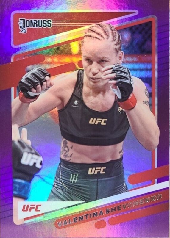 Valentina Shevchenko 2022 Donruss UFC #40 Purple Flood RAW