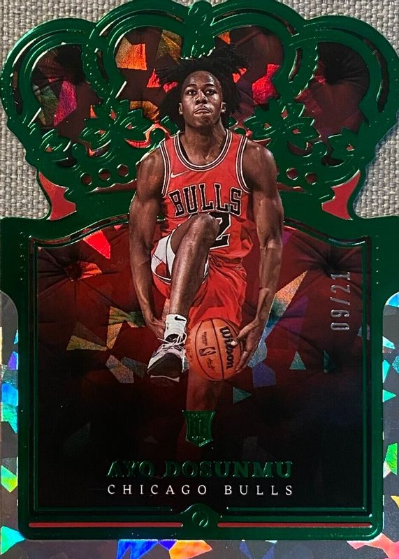 Ayo Dosunmu 2021 Crown Royale #85 FOTL Green Crystal /21 Rookie RAW