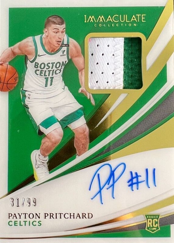 Payton Pritchard 2020 Immaculate #125 Rookie Patch Auto /99 PSA 10