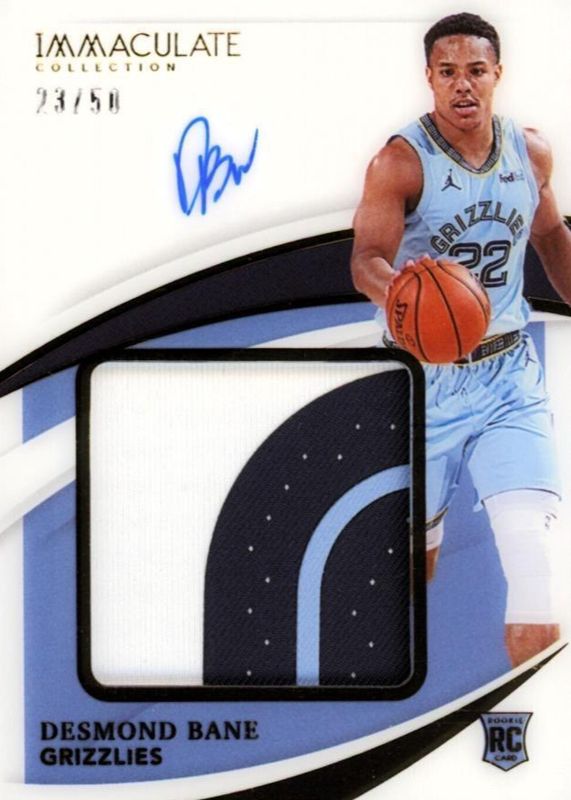 Desmond Bane 2020 Immaculate #PPA-DES Premium Patch Autographs (/50) Rookie SGC 10