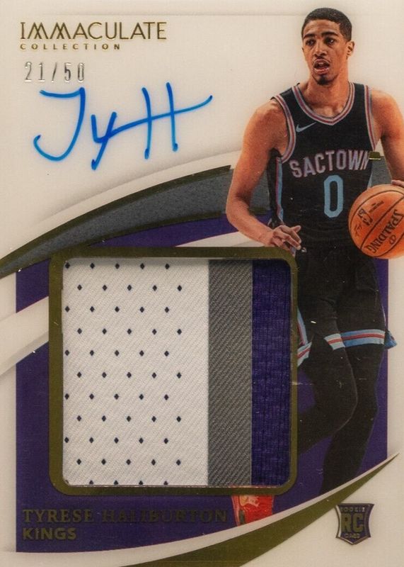 Tyrese Haliburton 2020 Immaculate #PPA-TYH Premium Patch Autographs (/50) Rookie PSA 10