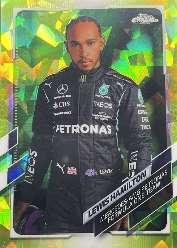 Lewis Hamilton 2021 Topps Chrome Formula 1 Sapphire Edition #1 Chartreuse /199 PSA 8