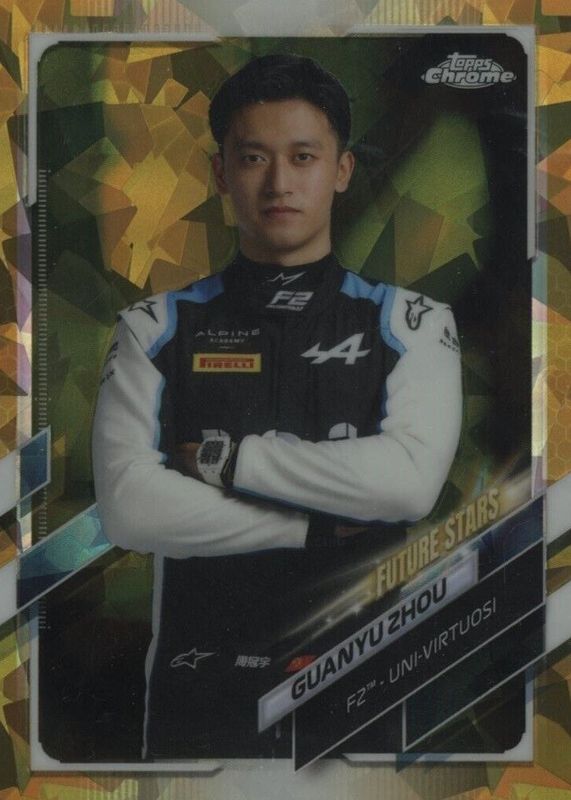 Zhou Guanyu 2021 Topps Chrome Formula 1 Sapphire Edition #61 Gold /50 PSA 9