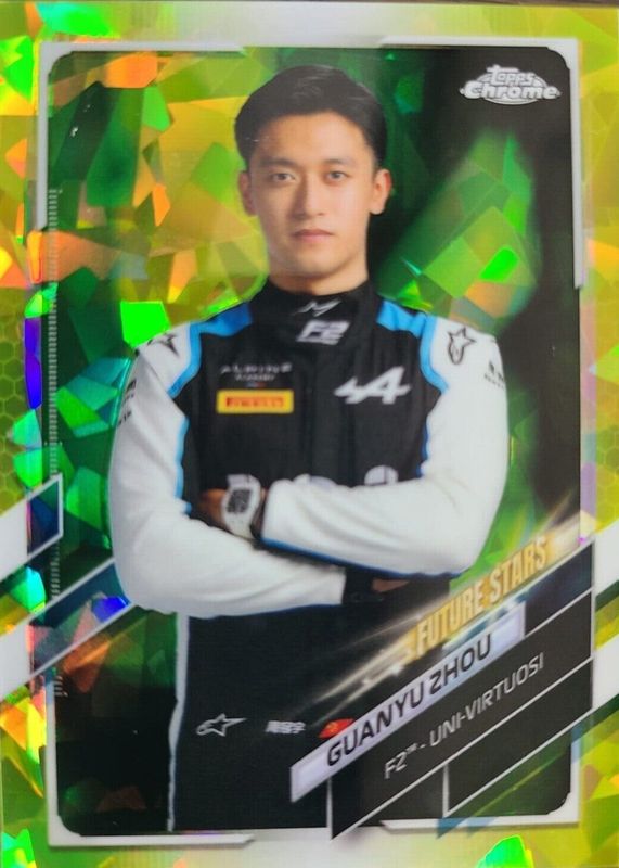 Zhou Guanyu 2021 Topps Chrome Formula 1 Sapphire Edition #61 Chartreuse /199 RAW