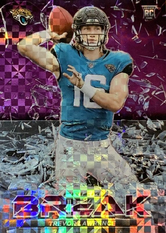 Trevor Lawrence 2021 Prizm #PB-6 Prizm Break - Purple Power /49 Rookie BGS 9