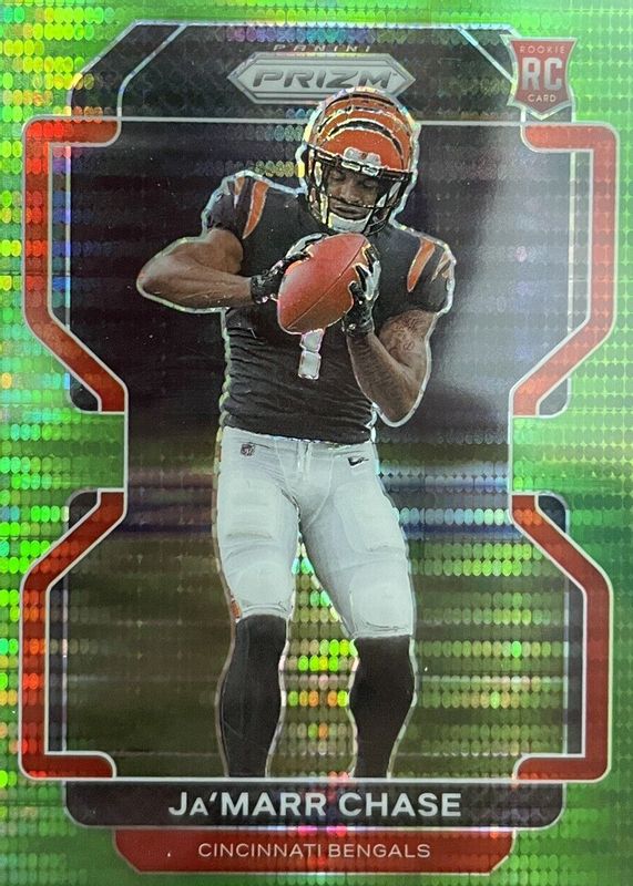 Ja'Marr Chase 2021 Prizm #337 Neon Green Pulsar Rookie RAW