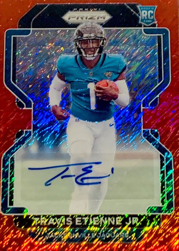 Travis Etienne Jr. 2021 Prizm #344 Rookie Autographs - Red Shimmer /35 RAW