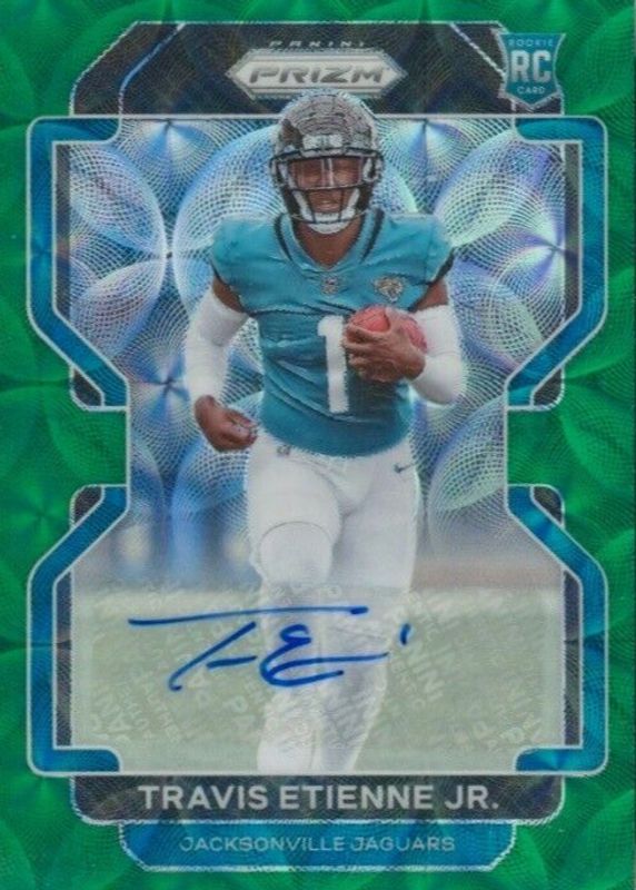 Travis Etienne Jr. 2021 Prizm #344 Rookie Autographs - Green Scope /75 Rookie SGC 9