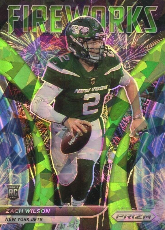 Zach Wilson 2021 Prizm #F-22 Fireworks - Green Ice Rookie PSA 10