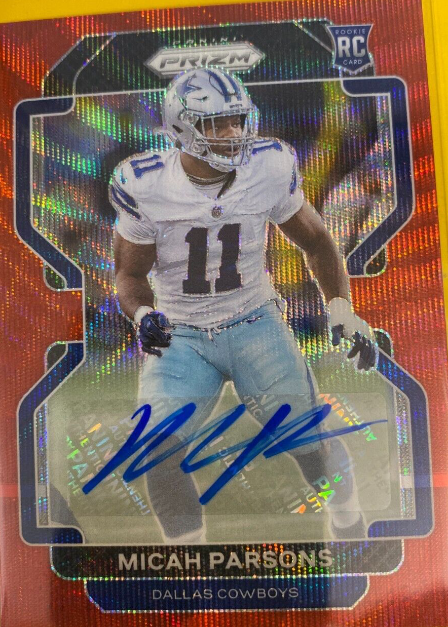 Micah Parsons 2021 Prizm #382 Rookie Autographs - Red Wave /149