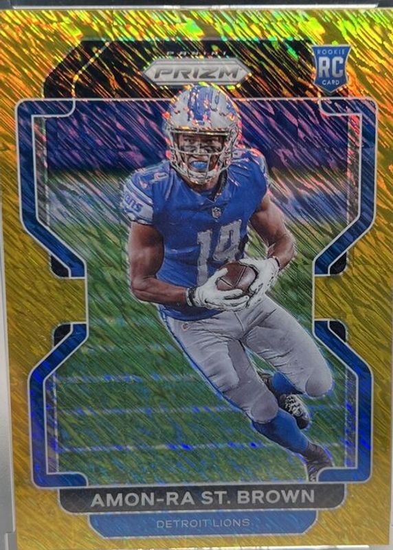 Amon-Ra St. Brown 2021 Prizm #358 FOTL Gold Shimmer /10 Rookie RAW