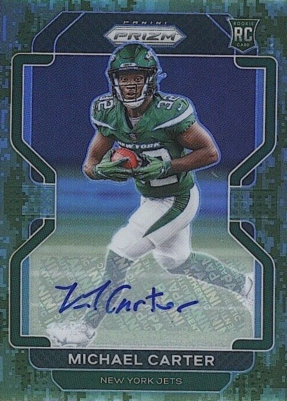 Michael Carter 2021 Prizm #365 Rookie Autographs - Camo /25 PSA 10