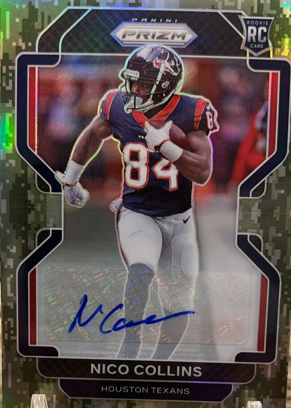 Nico Collins 2021 Prizm #360 Rookie Autographs - Camo /25 PSA 10