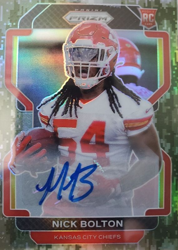 Nick Bolton 2021 Prizm #390 Rookie Autographs - Camo /25 RAW