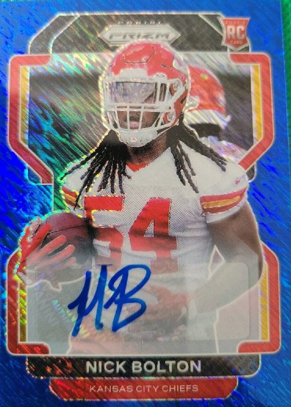 Nick Bolton 2021 Prizm #390 Rookie Autographs - Blue Shimmer /25 RAW