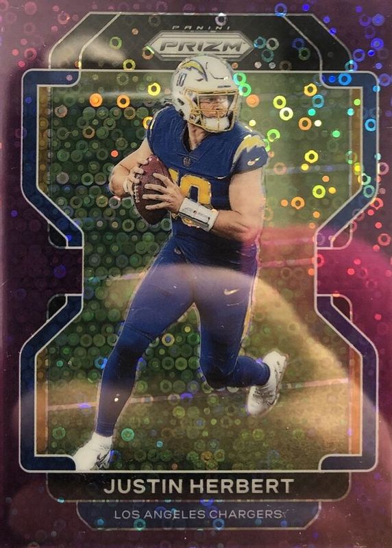 Justin Herbert 2021 Prizm #169 No Huddle Purple /35 BGS 9