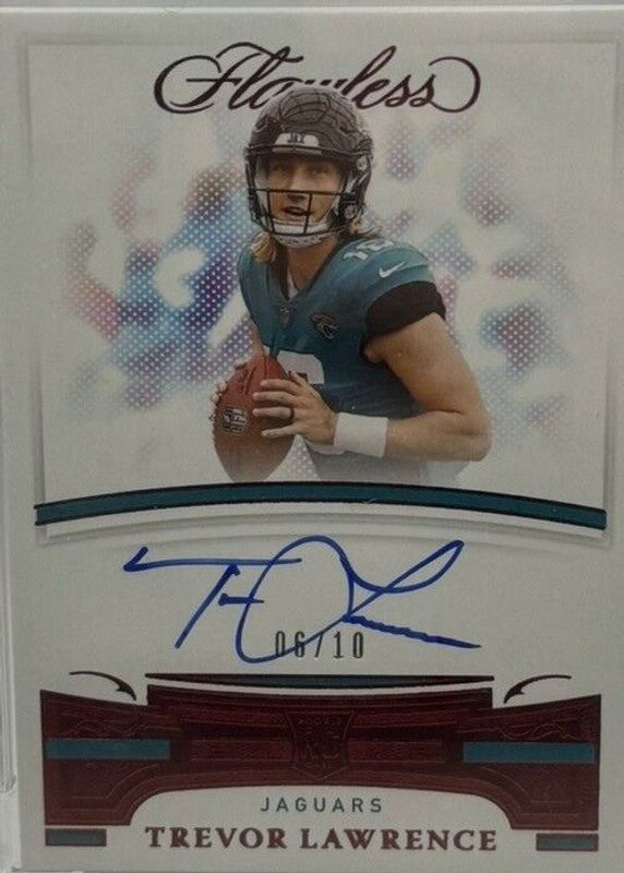 Trevor Lawrence 2021 Flawless #FRS-TLA Flawless Rookie Signatures - Ruby (/10) Rookie PSA 8