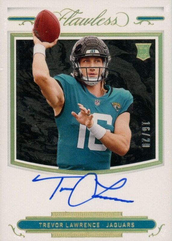 Trevor Lawrence 2021 Flawless #RSS-TLA Rookie Shadow Signatures (/20) Rookie PSA 10