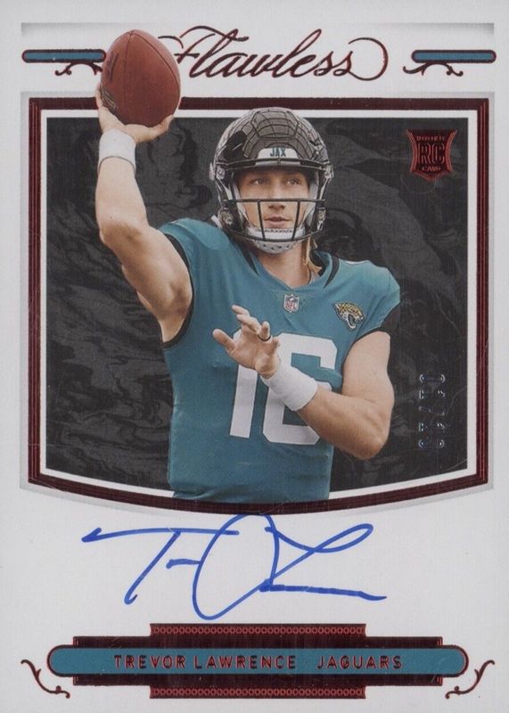 Trevor Lawrence 2021 Flawless #RSS-TLA Rookie Shadow Signatures - Ruby (/10) Rookie BGS 9.5