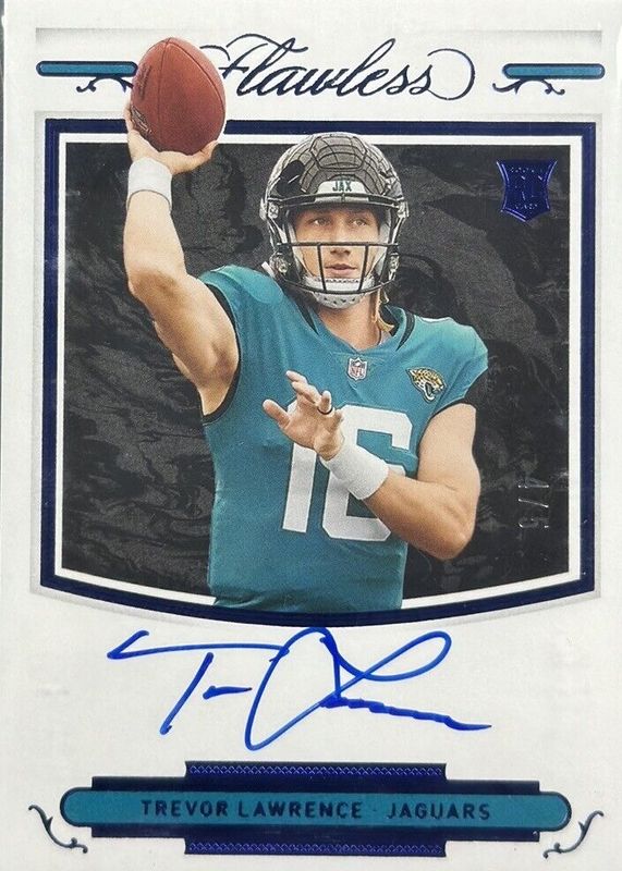 Trevor Lawrence 2021 Flawless #RSS-TLA Rookie Shadow Signatures - Sapphire (/5) RAW
