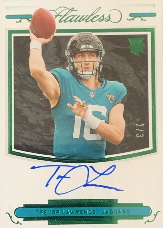 Trevor Lawrence 2021 Flawless #RSS-TLA Rookie Shadow Signatures - Emerald (/3) PSA 10