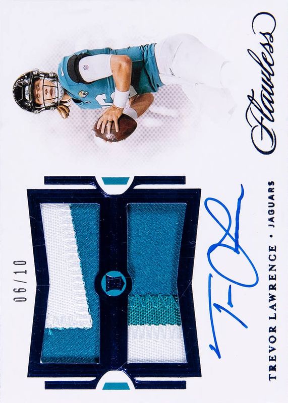 Trevor Lawrence 2021 Flawless #RDPA-TLA Rookie Dual Patch Auto - Sapphire (/10) RAW