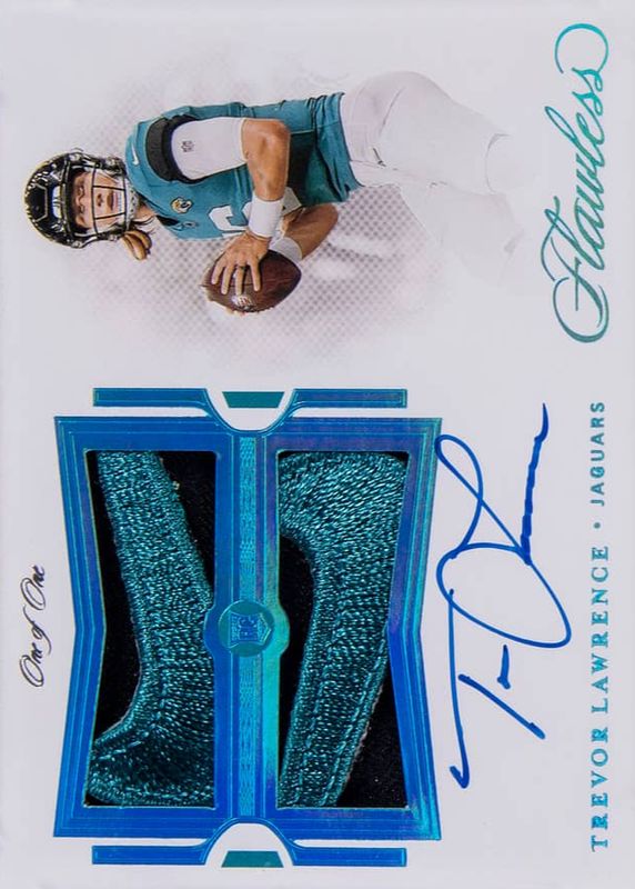Trevor Lawrence 2021 Flawless #RDPA-TLA Rookie Dual Patch Auto - Platinum /1 RAW