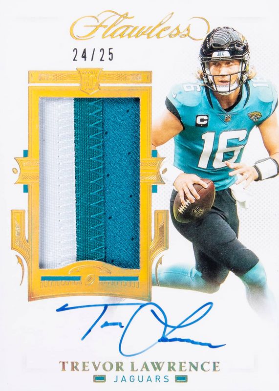 Trevor Lawrence 2021 Flawless #RPA-TLA Rookie Patch Auto (/25) Rookie PSA 7.5