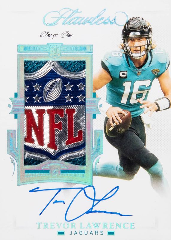 Trevor Lawrence 2021 Flawless #RPA-TLA Rookie Patch Auto - Platinum /1 Rookie PSA 9