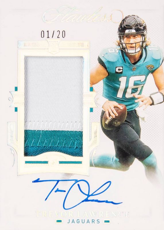 Trevor Lawrence 2021 Flawless #RPA-TLA Rookie Patch Auto - Silver (/20) Rookie SGC 8