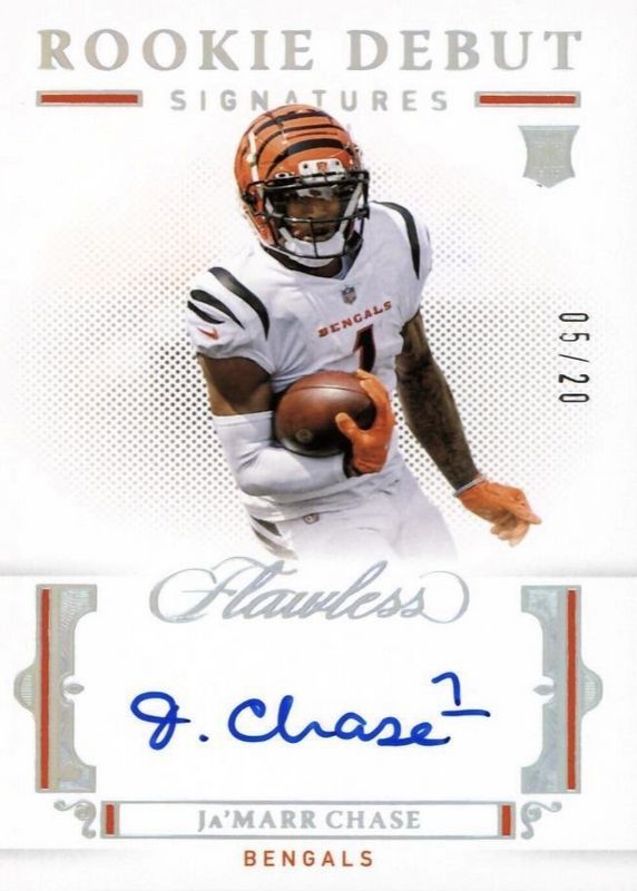 Ja'Marr Chase 2021 Flawless #RDS-JMC Rookie Debut Signatures - Silver (/20) Rookie PSA 10