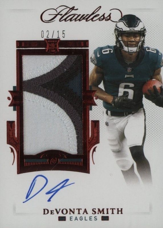 DeVonta Smith 2021 Flawless #RPA-DVA Rookie Patch Auto - Ruby (/15) Rookie BGS 9.5